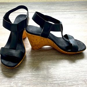 Black wedge sandals